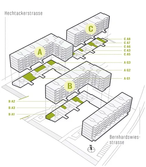 Situationsplan einer Wohnüberbauung